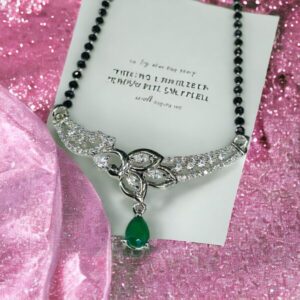 Glittery Floral 92.5 Silver Mangalsutra