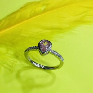 Pretty In Pink Cut Stone  92.5 Silver Ring